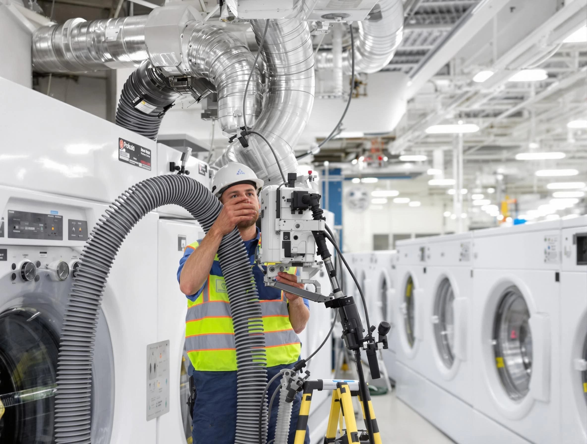 Spring Hill Dryer Vent Cleaning team performing commercial-grade dryer vent cleaning at a business facility in Spring Hill