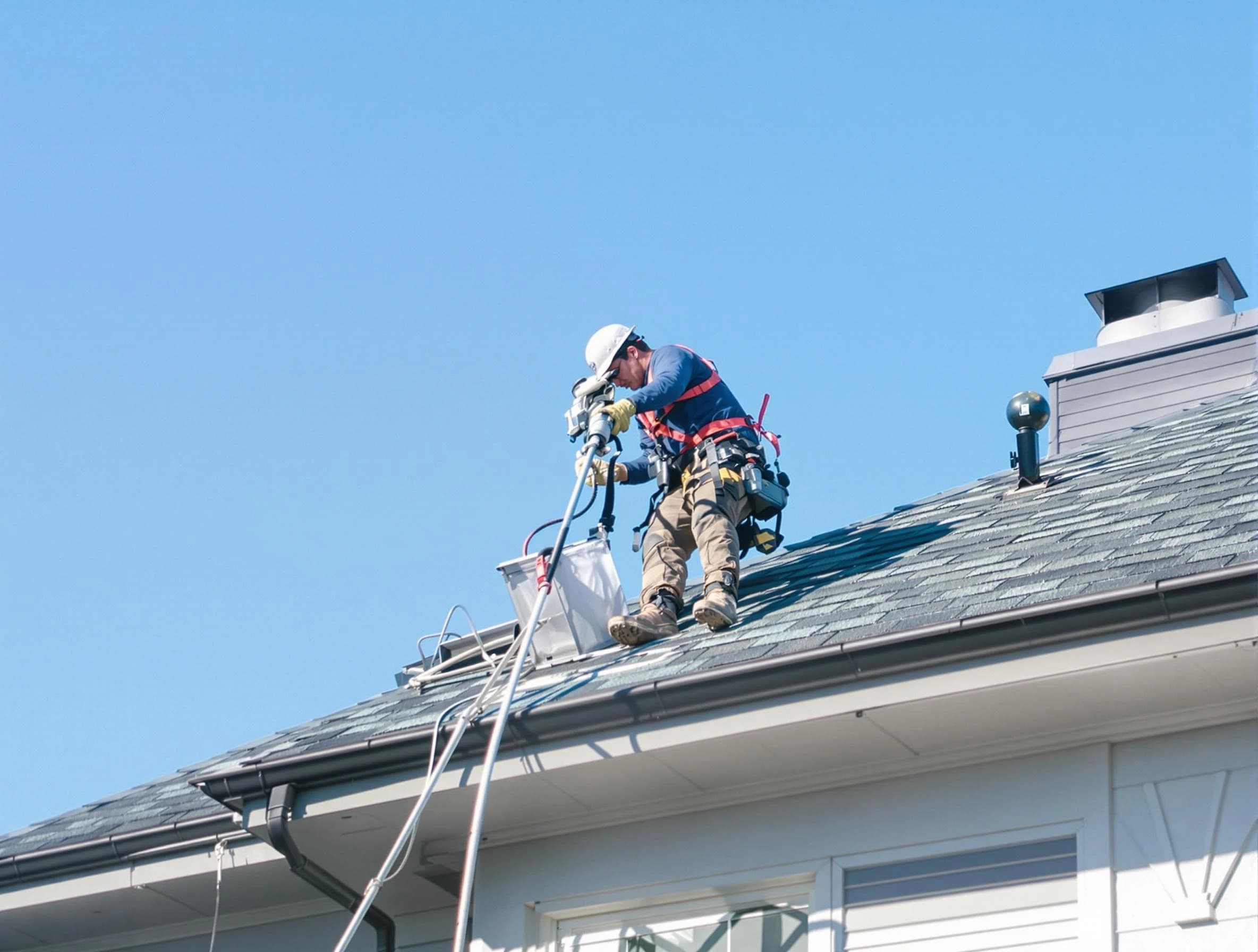 Spring Hill Dryer Vent Cleaning certified technician cleaning a roof-mounted dryer vent system in Spring Hill