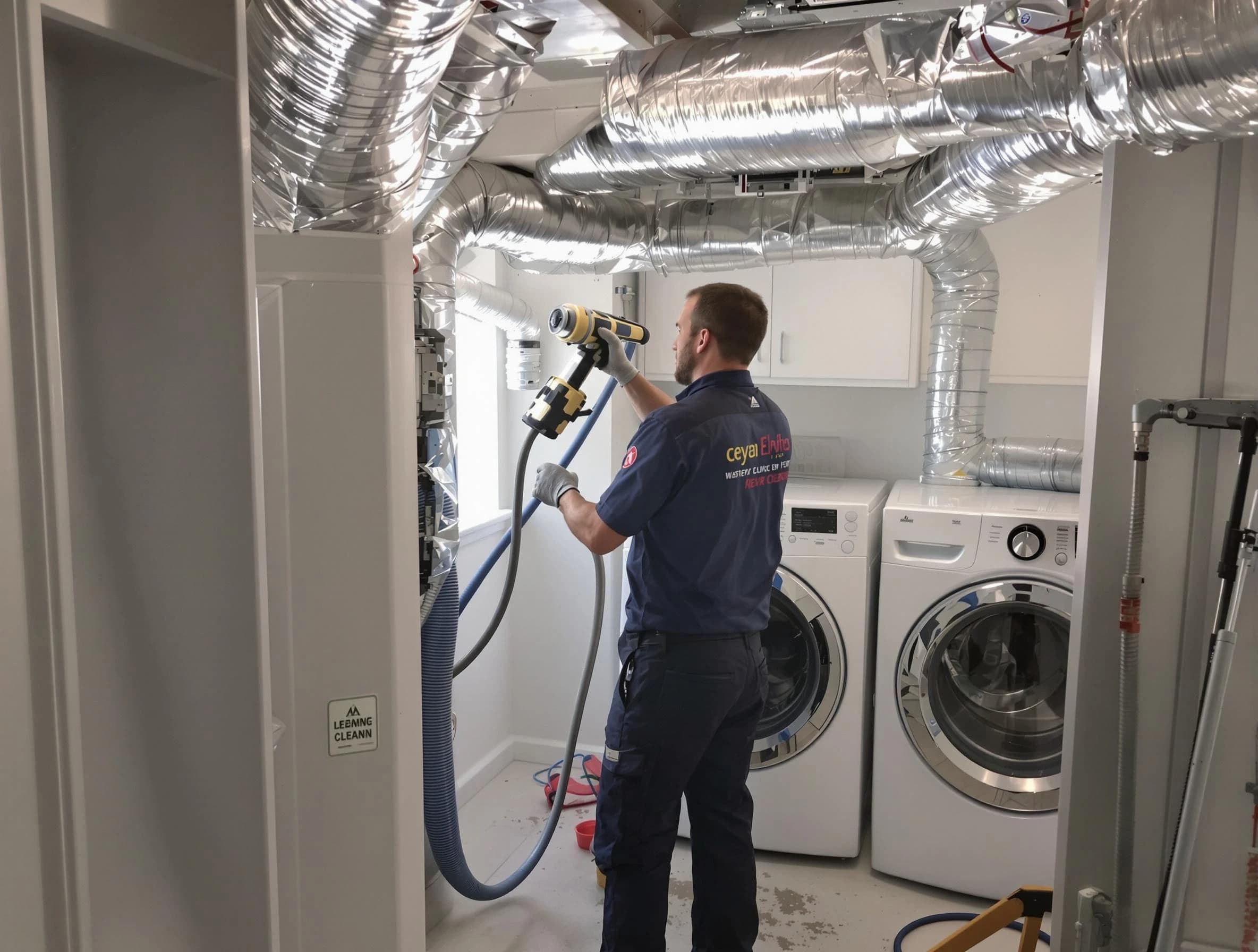 Spring Hill Dryer Vent Cleaning specialist using advanced equipment for thorough duct cleaning in Spring Hill