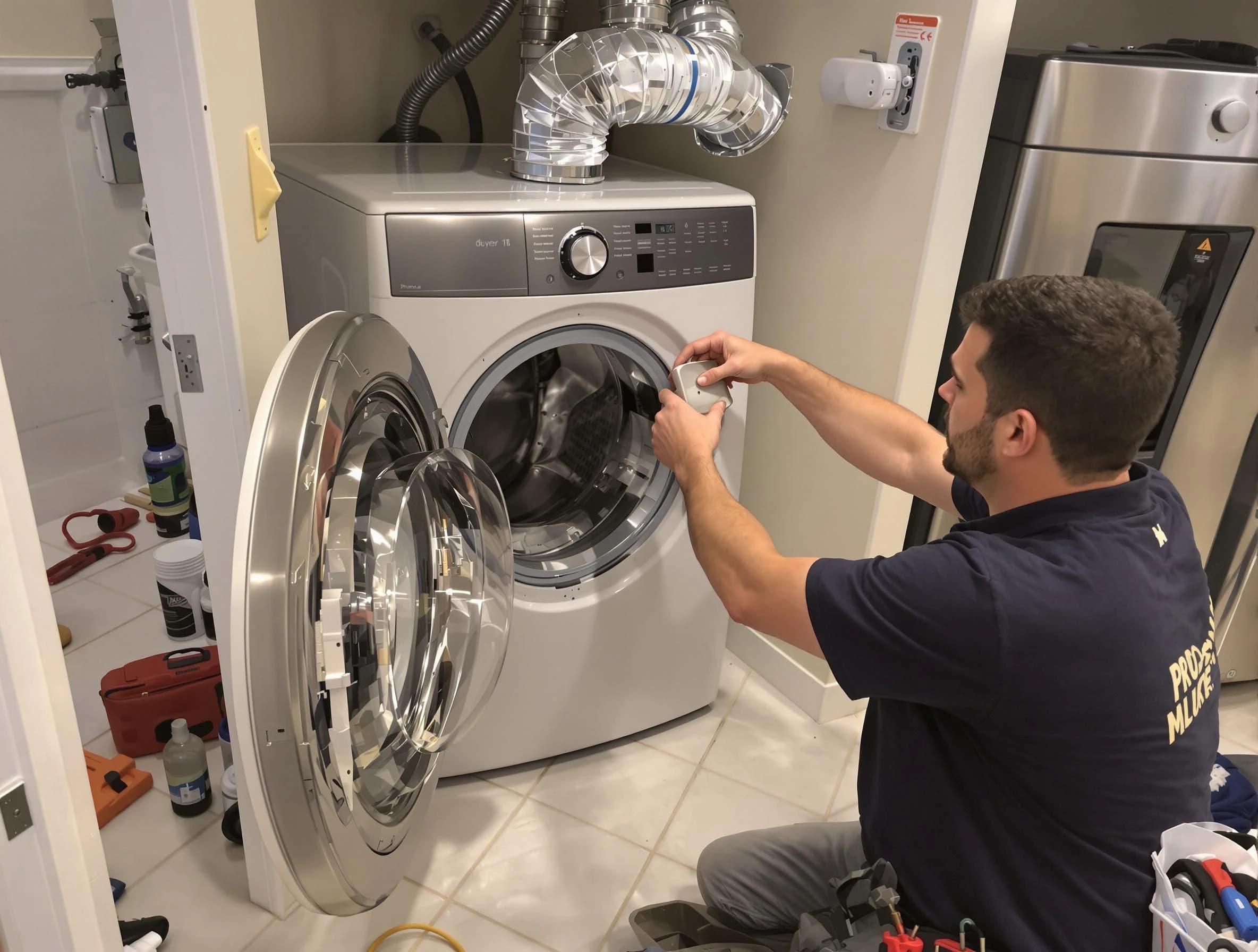 Spring Hill Dryer Vent Cleaning technician performing precise dryer vent hose installation in Spring Hill